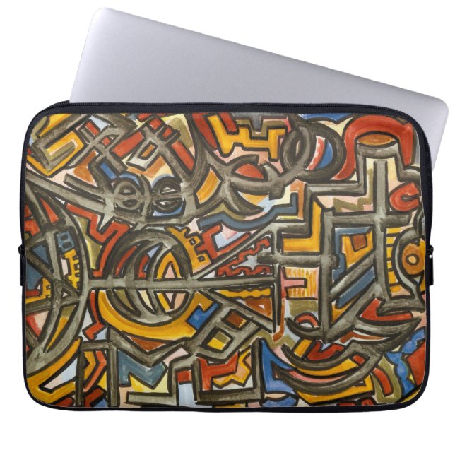 Waterverf Symbolen en moderne kunst grotten Laptop Sleeve (Voorkant)