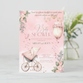 Waterverf symfonie in roze co-ed meisje Baby showe Kaart (Staand voorkant)