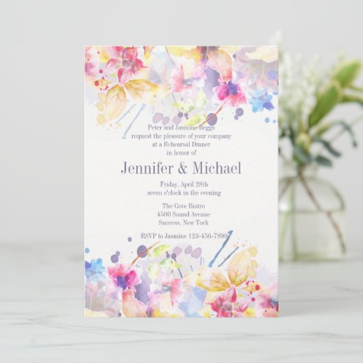 Waterverf Symfonie Uitnodiging (Staand voorkant)