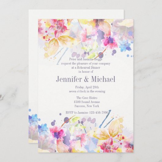 Waterverf Symfonie Uitnodiging (Voorkant / Achterkant)