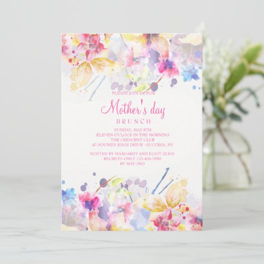Waterverf Symphony Moederdag Uitnodiging (Staand voorkant)