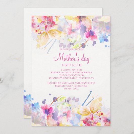 Waterverf Symphony Moederdag Uitnodiging (Voorkant / Achterkant)