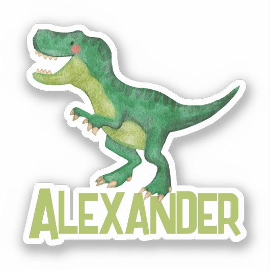 Waterverf T-rex Dinosaurus met Aangepaste Kinder N Sticker (Voorkant)