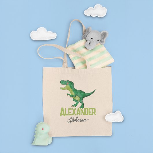 Waterverf T-rex Dinosaurus met Aangepaste Kinder N Tote Bag