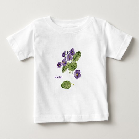 waterverf T-shirt met Paarse paarse bloem (Voorkant)