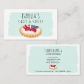 Waterverf taart bakkerijschrift blauw visitekaartje (Voorkant / Achterkant)