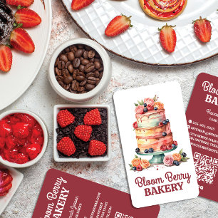  Waterverf taart Elegant bloemontwerp Visitekaartje