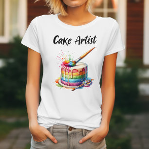 Waterverf Taart Kunstenaar voor vrouw bakker Bakke T-shirt