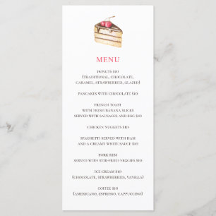 Waterverf taart of taart. Eenvoudige dessert van b Menu