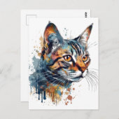 Waterverf tabby briefkaart (Voorkant / Achterkant)