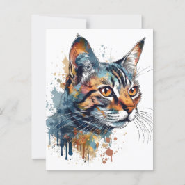Waterverf tabby briefkaart