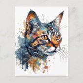 Waterverf tabby briefkaart (Voorkant)