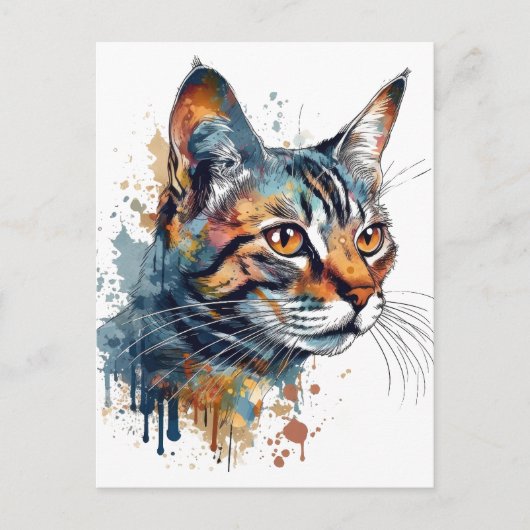 Waterverf tabby briefkaart (Voorkant)