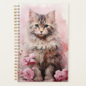 Waterverf Tabby Cat en Rozen Bucket List Planner (Voorkant)