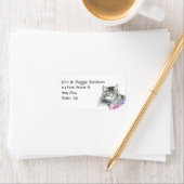 Waterverf Tabby Cat Pet Animal Custom Address Etiket (Insitu)