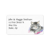 Waterverf Tabby Cat Pet Animal Custom Address Etiket (Voorkant)