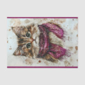 Waterverf Tabby Cat, Sjaal, Snowy BZ4 Decoupage Tissuepapier (Voorkant)