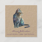Waterverf Tabby Kat Square Visitekaartje (Voorkant)