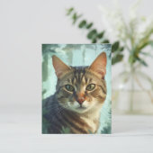 Waterverf Tabby Kattenportret Feestdagenkaart (Staand voorkant)