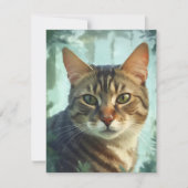 Waterverf Tabby Kattenportret Feestdagenkaart (Voorkant)