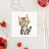 Waterverf Tabby Kitten Servet (Insitu)