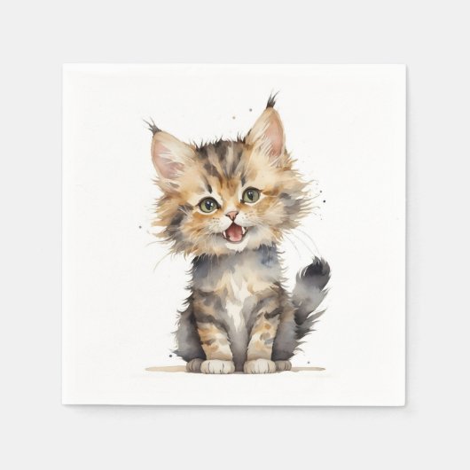 Waterverf Tabby Kitten Servet (Voorkant)
