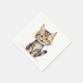 Waterverf Tabby Kitten Servet (Hoek)