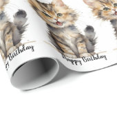 Waterverf Tabby Kitten voor Verjaardag Cadeaupapier (Rol Hoek)