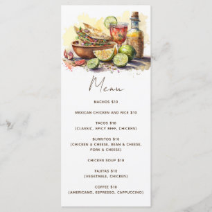 Waterverf tacos fiesta party Mexicaans voedselcafé Menu