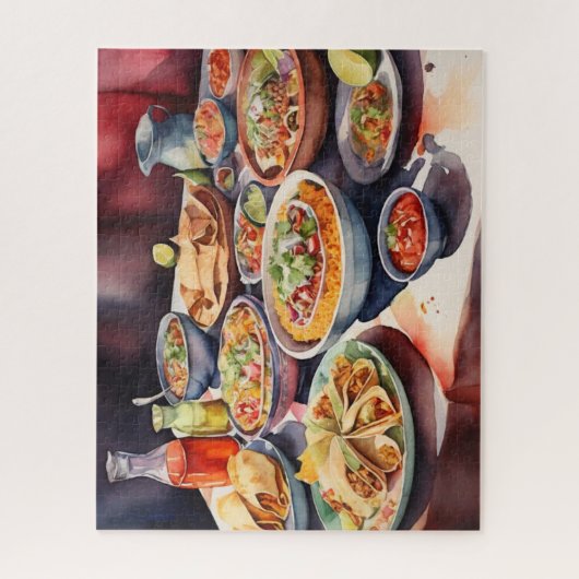 Waterverf tafel van Mexicaans eten Legpuzzel (Verticaal)