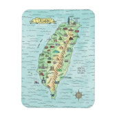Waterverf Taiwan Map Magnet Magneet (Verticaal)