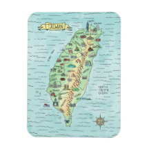 Waterverf Taiwan Map Magnet
