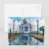 Waterverf Taj Mahal India Landmark Briefkaart (Voorkant / Achterkant)