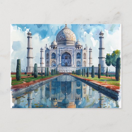 Waterverf Taj Mahal India Landmark Briefkaart (Voorkant)