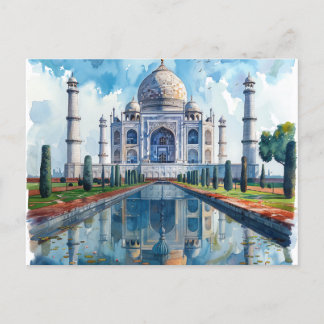 Waterverf Taj Mahal India Landmark Feestdagenkaart