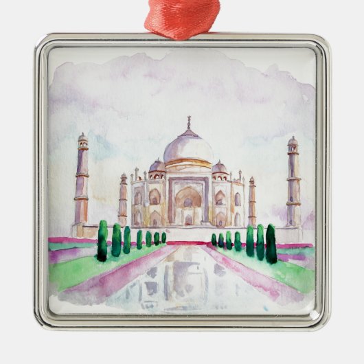 Waterverf Taj Mahal Metalen Ornament (Voorkant)