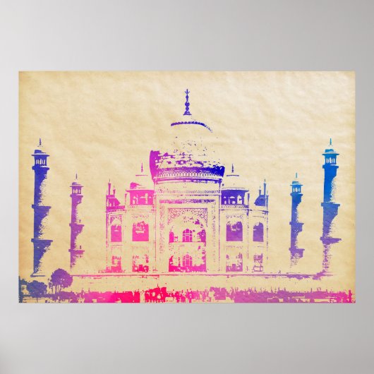 WATERVERF TAJ MAHAL POSTER (Voorkant)