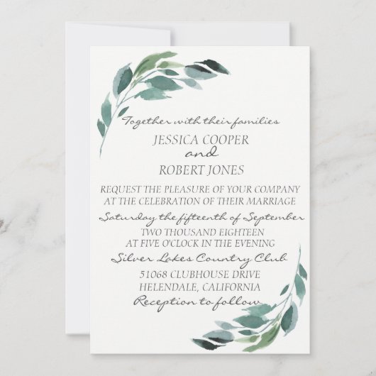 Waterverf tak bruiloft uitnodiging (Voorkant)