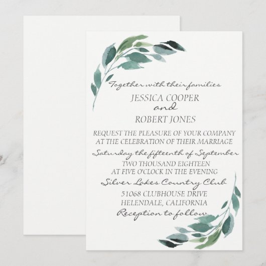 Waterverf tak bruiloft uitnodiging (Voorkant / Achterkant)