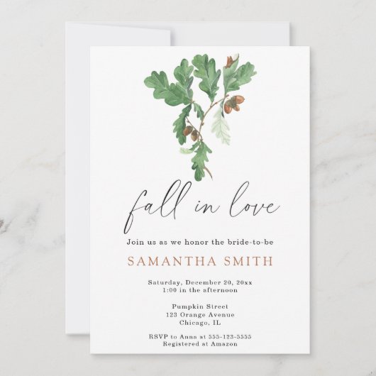 Waterverf tak eikel herfst Vrijgezellenfeest Kaart (Voorkant)