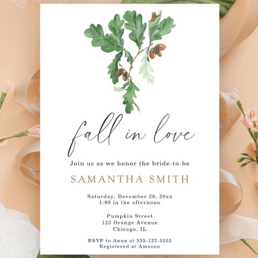 Waterverf tak eikel herfst Vrijgezellenfeest Kaart