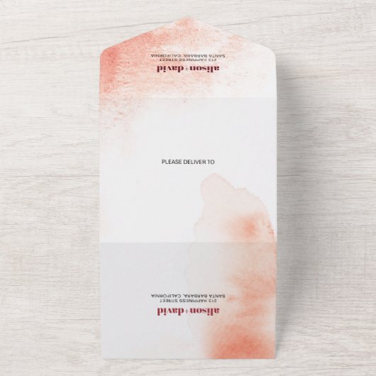 Waterverf tak en maan Japandi bruiloft All In One Uitnodiging (Buitenkant)