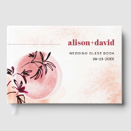 Waterverf tak en maan Japandi bruiloft Gastenboek