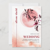 Waterverf tak en maan Japandi bruiloft Kaart (Voorkant)