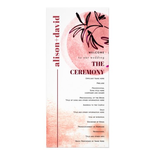 Waterverf tak en maan Japandi bruiloft programma (Voorkant)