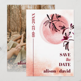 Waterverf tak en maan Japandi foto Save The Date