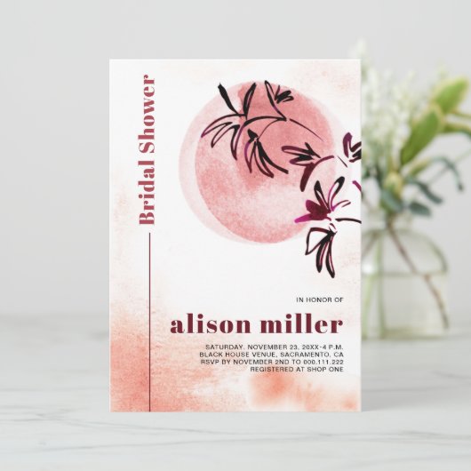 Waterverf tak en maan Japandi vrijgezellenfeest Kaart (Staand voorkant)