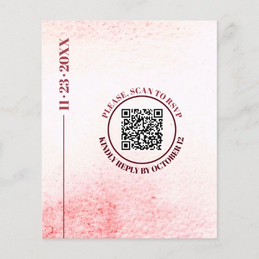 Waterverf, tak Japandi QR code BUDGET bruiloft (Achterkant)