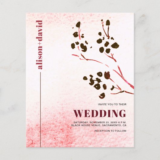 Waterverf, tak Japandi QR code BUDGET bruiloft (Voorkant)