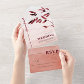 Waterverf tak terracotta Japandi bruiloft All In One Uitnodiging (Afscheurbaar)